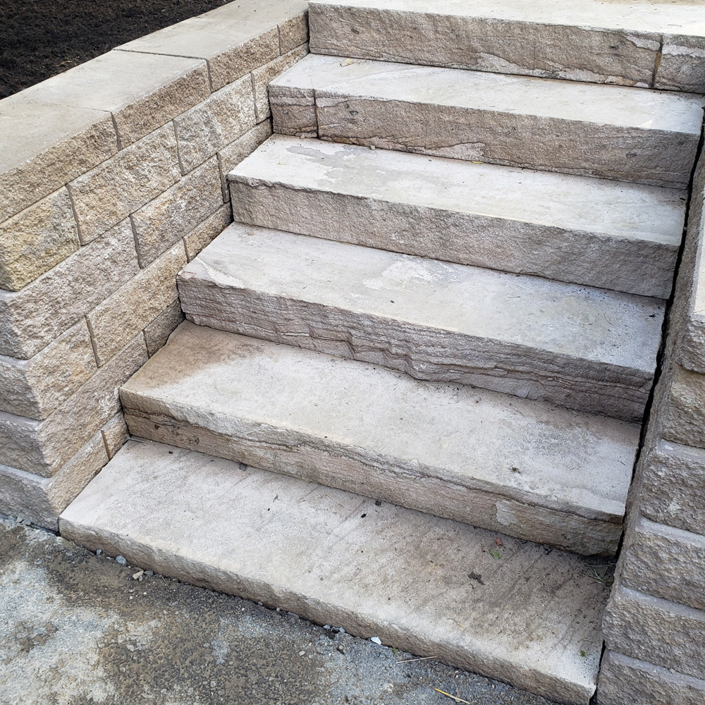 McGinn Hardscaping - Sandstone Stairs and Versa-Lok Wall